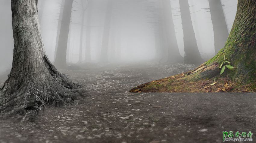PS梦幻动物场景合成实例：打造深夜月光下迷雾森林中行走的鹿王。