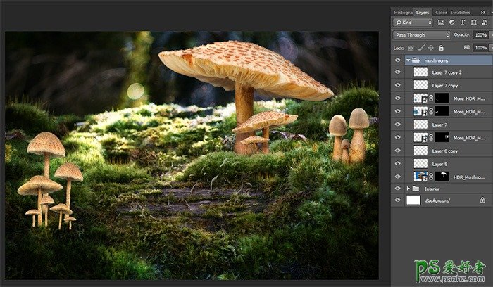 Photoshop合成唯美森林场景中的魔法小公主创意照片特效