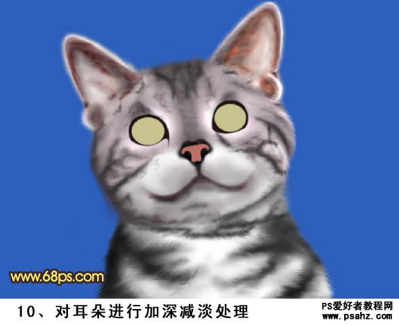 photoshop手绘可爱的小灰猫