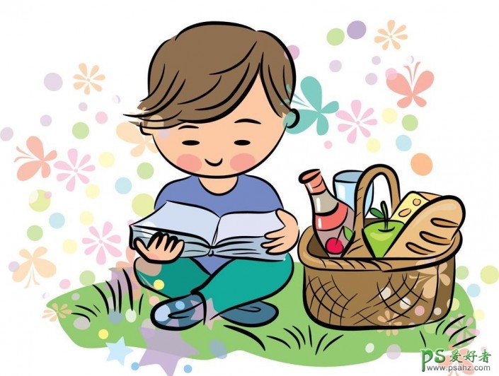 PS粉笔画教程：学习把一幅儿童卡通插画图片制作成粉笔画效果。