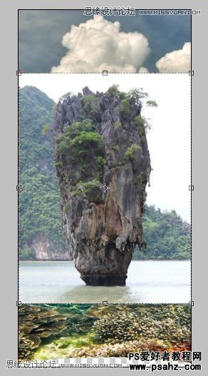 Photoshop创意合成飘在海上的许愿瓶和淹没的海岛