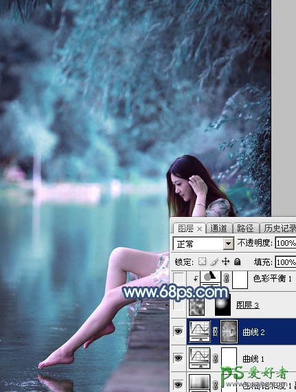 PS调色教程：给未成年清纯少女写真照调出魔幻般的青蓝色效果