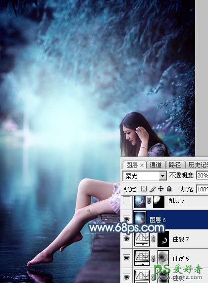 PS调色教程：给未成年清纯少女写真照调出魔幻般的青蓝色效果