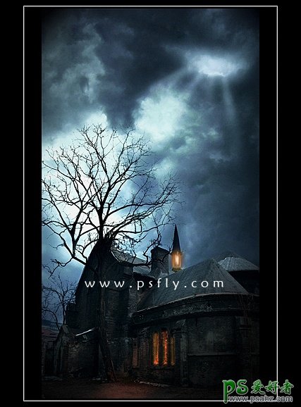 PS合成教程：打造暗夜里神秘古堡-恐怖气氛的城堡图片