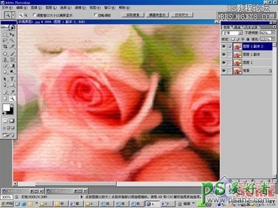 ps照片转油画教程：把一束漂亮的鲜花照片制作出逼真油画特效。