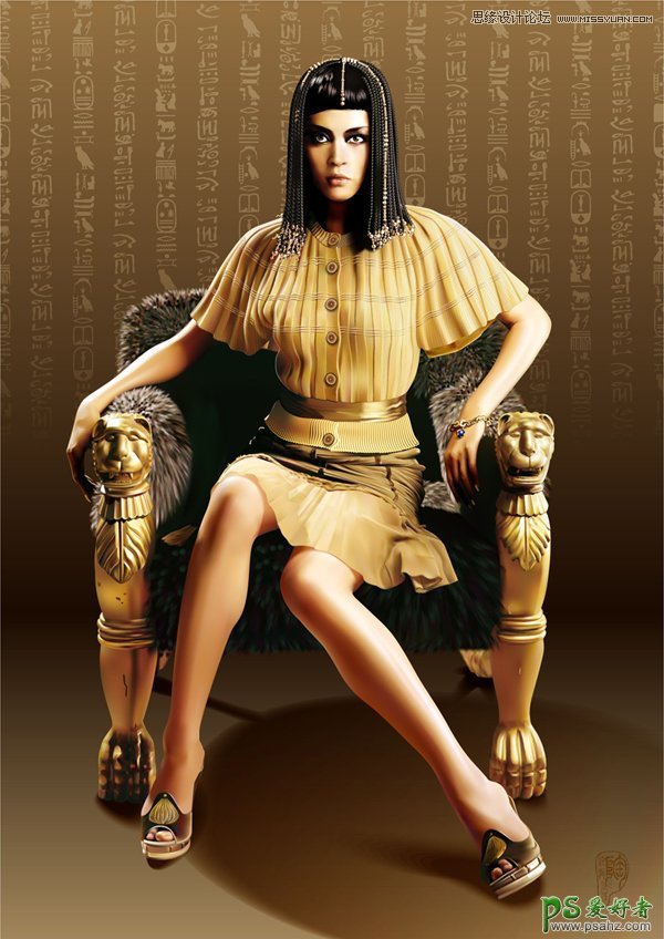 CorelDRAW模拟人物照片绘制埃及艳后写真图片，性感的埃及美女