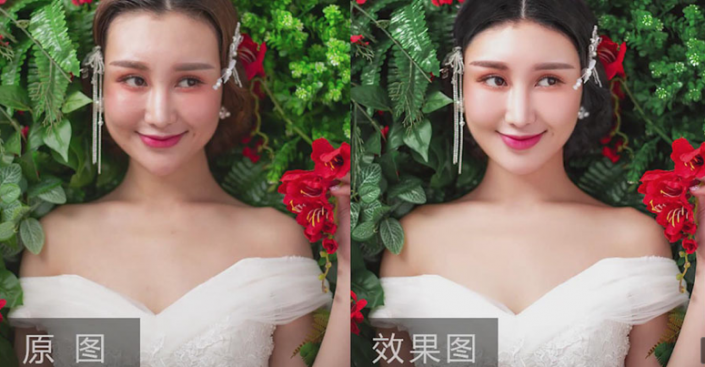 Photoshop人像修图教程：给花丛中拍摄的美女人像写真照进行修图