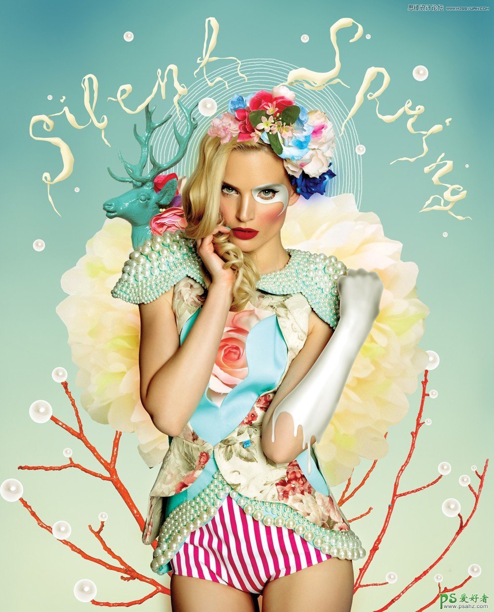 PS制作大气时尚的欧美美女形象杂志海报，3D主题风格的字体海报设