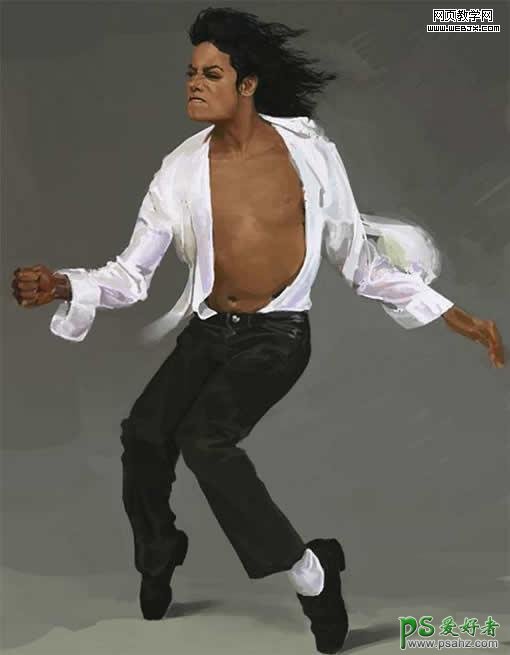 PS鼠绘教程：手绘一张人物MJ经典舞步油画