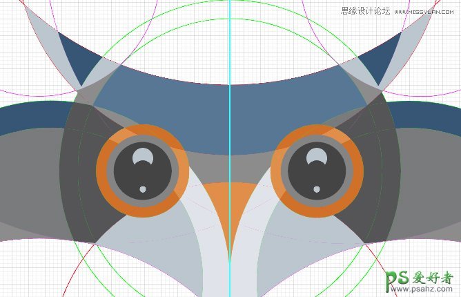 Illustrator头像制作：使用圆形工具制作可爱的猫头鹰形象失量图