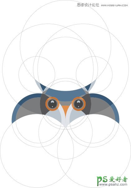 Illustrator头像制作：使用圆形工具制作可爱的猫头鹰形象失量图