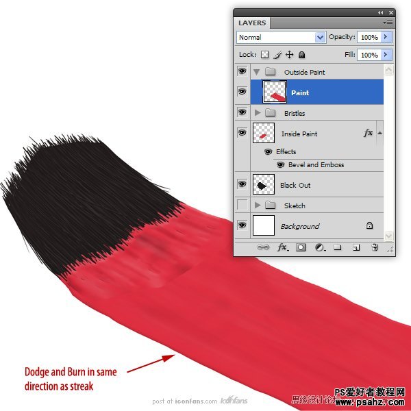PS鼠绘教程实例：绘制逼真的油漆毛刷