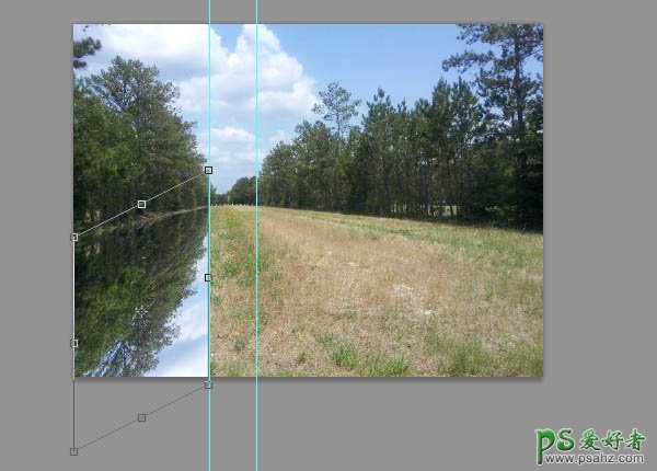 巧用photoshop中的置换滤镜给绿色风景照制作出水波倒影的效果