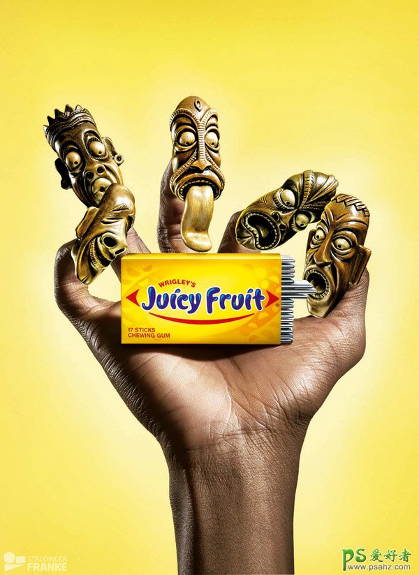 水果味口香糖创意宣传平面广告设计作品，口香糖个性广告效果图。