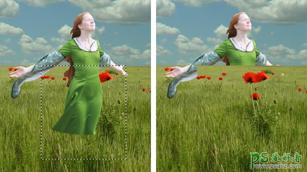 PS人像合成教程：创意打造陶醉在草原上的美丽少女油画效果