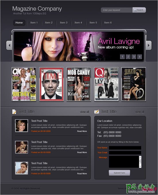 PS网页制作教程：设计个性时尚的杂志类主页