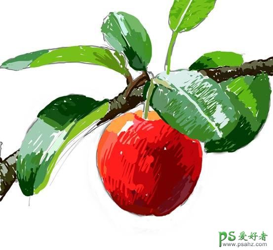 PS鼠绘教程：绘制一颗逼真的樱桃，鼠绘可口的水果樱桃