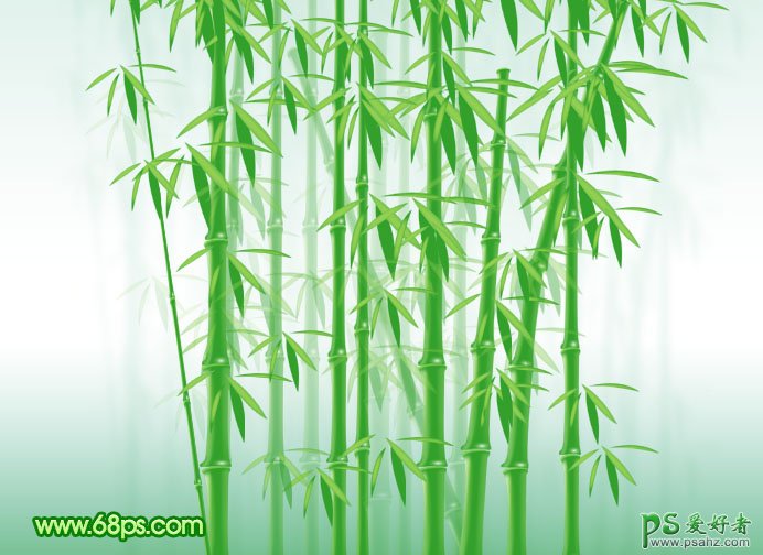 photoshop绘制翠绿的水墨画竹子壁纸图片教程