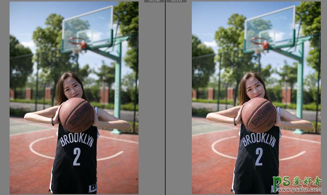 Photoshop+LR调色教程：给可爱的篮球宝贝美女照片调出小清新冷色