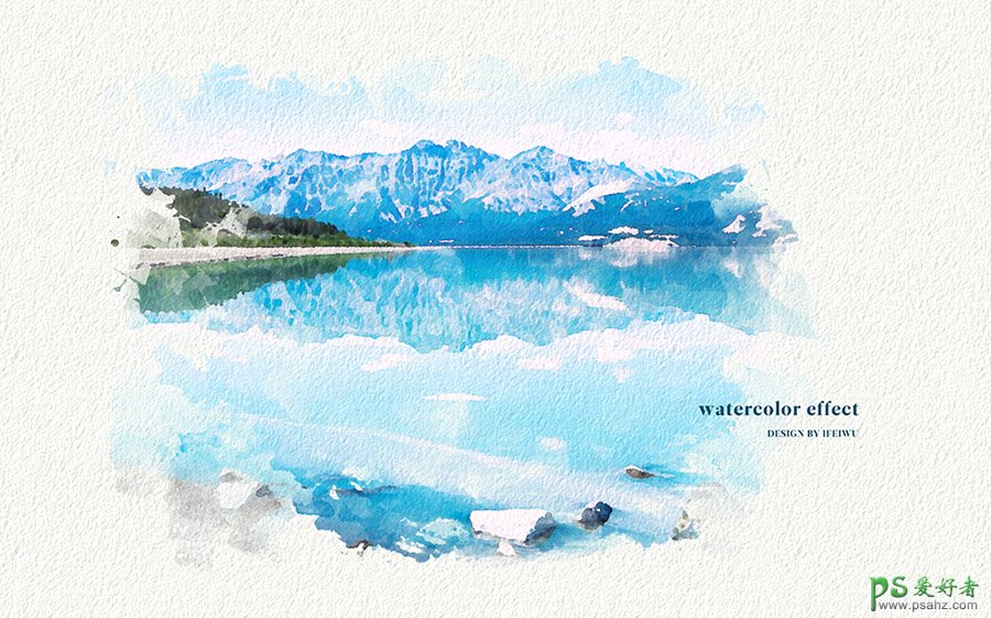 PS照片后期教程：把普通的湖光山水风景图片制作成漂亮的水彩画