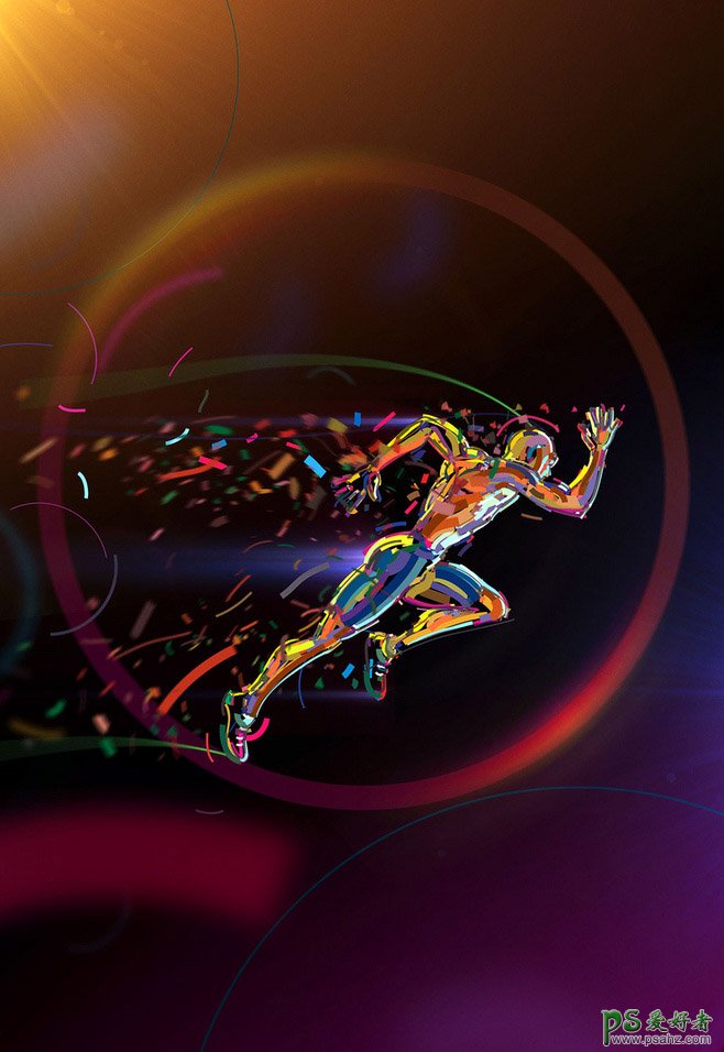 色彩丰富的运动会海报设计，非常炫酷的七彩运动海报作品欣赏。