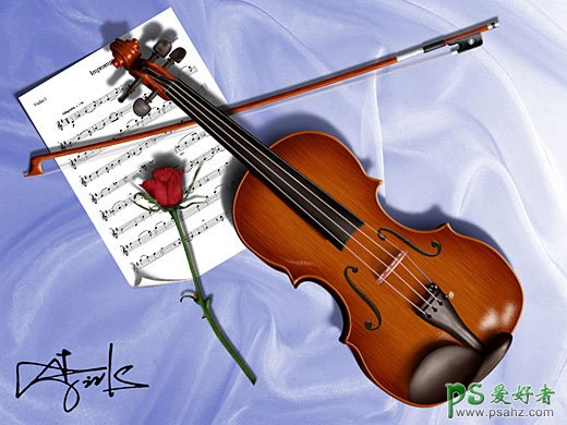 PS鼠绘教程：教你手绘一把逼真的木制红色小提琴素材图片