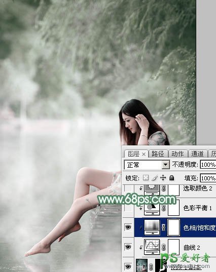 ps古典美女图片调色教程：给古典美女玉足诱惑写真照调出淡绿色