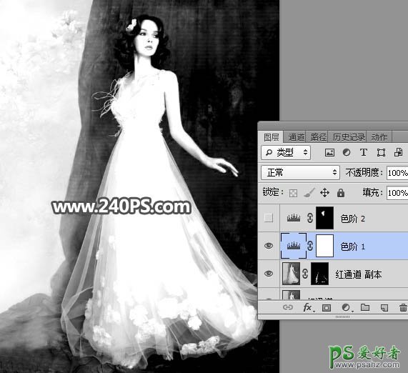 PS婚片抠图教程：利用通道快速抠出昏暗环境下拍摄的美女婚纱照片