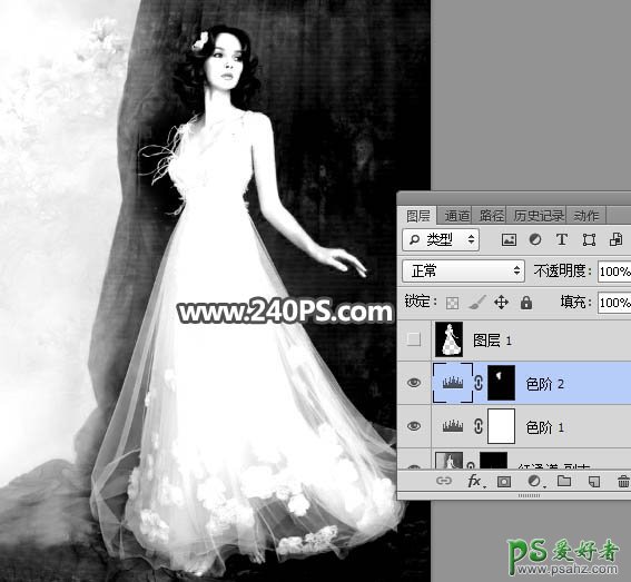 PS婚片抠图教程：利用通道快速抠出昏暗环境下拍摄的美女婚纱照片