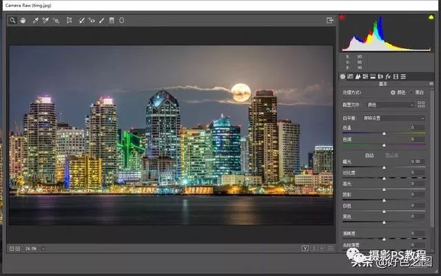 Photoshop摄影后期教程：学习把城市夜景照片调出统一的色彩。