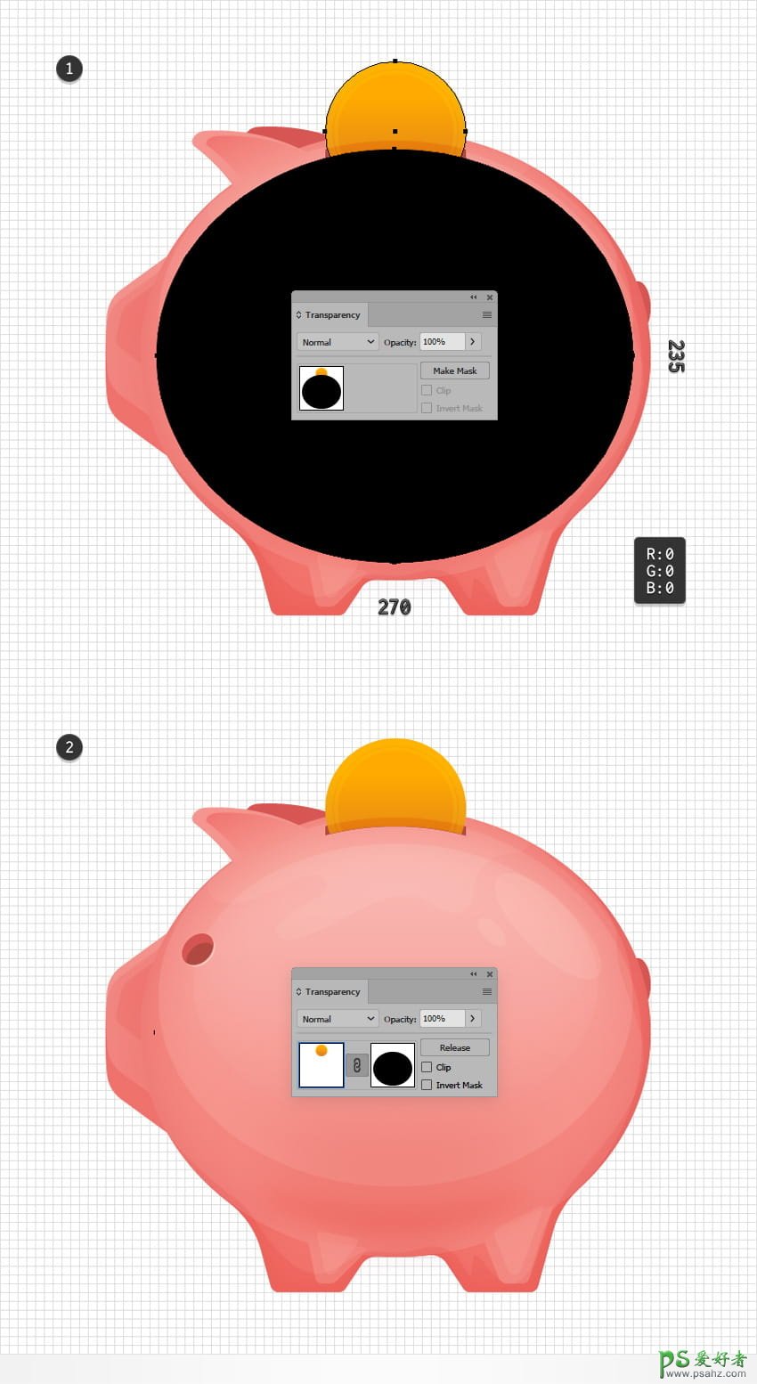 Illustrator手绘卡通风格的存钱罐失量图素材，卡通小猪存钱罐插