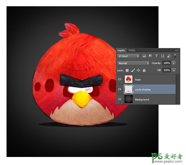 Photoshop鼠绘可爱的毛绒质感愤怒胖小鸟素材图，鼠绘愤怒的小鸟
