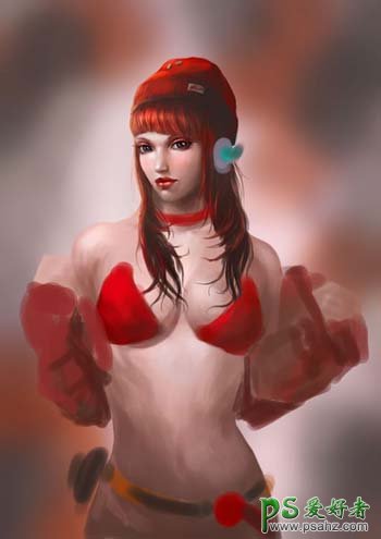 PS鼠绘教程：手绘性感红衣大胸美女模特，丰满的美少女战士形象