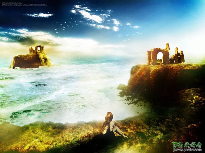 PS合成教程：创意打造海上梦幻效果的城堡遗址