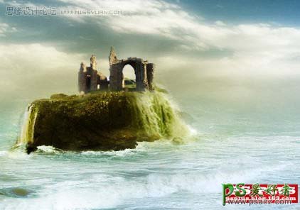 PS合成教程：创意打造海上梦幻效果的城堡遗址