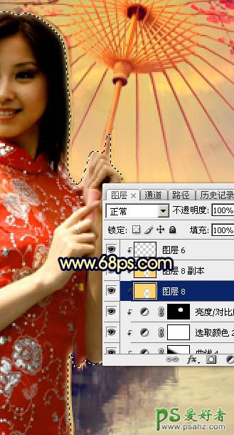 PS美女照片调色实例：给中国风古典美女图片调出唯美的霞光色