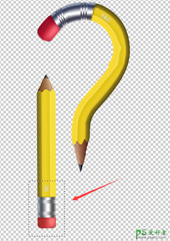 PS特效图片制作教程：利用铅笔素材图制作成一个创意的问号形状