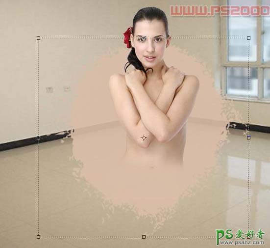 photoshop打造溶化在地板上的半身裸女人体照片