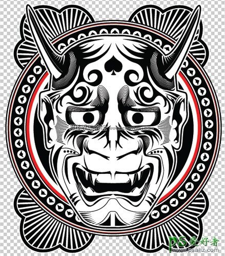 Illustrator插画制作教程：学习手工绘制恶魔的面具插画图腾图案