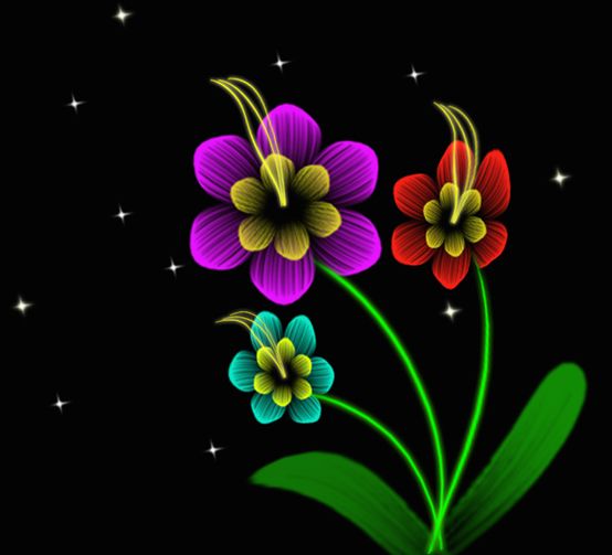PS绘制一款多种颜色构成的花朵,彩色绘画风格的花朵素材图片