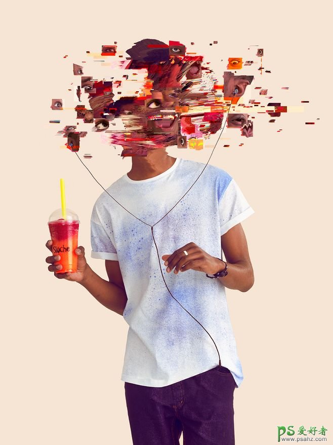 释放无限快乐的抽象人物主题饮料海报设计作品，创意饮料平面广告