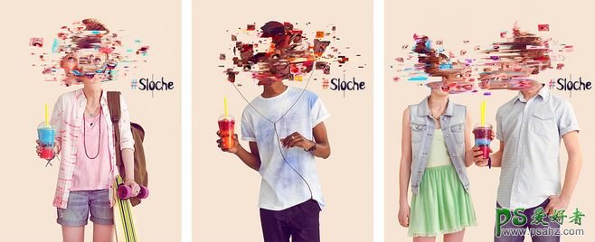 释放无限快乐的抽象人物主题饮料海报设计作品，创意饮料平面广告
