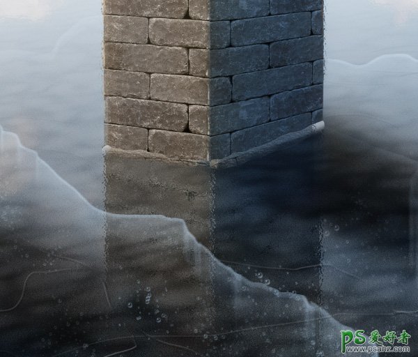 仿真湖面冰层效果图 Photoshop手绘逼真效果的湖水冰面效果