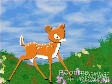 PS鼠绘教程：绘制小巧可爱的卡通梅花鹿，PS鼠绘梅花鹿教程