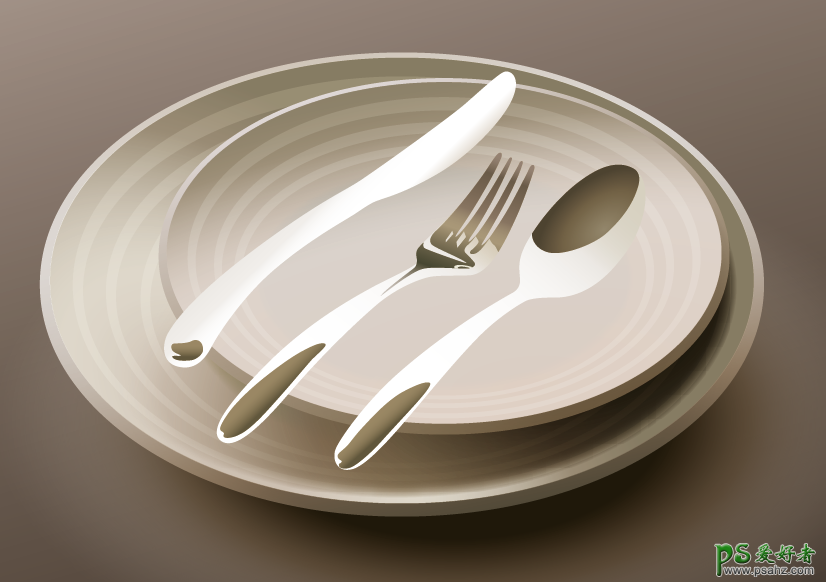 AI鼠绘教程：制作简约风格的欧式餐具素材图，质感有光泽的餐具