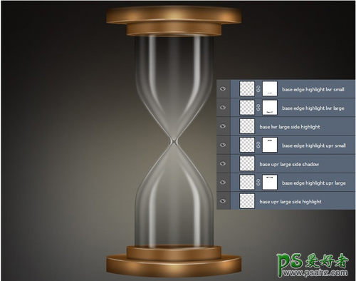 PhotoShop手绘一个金属质感沙漏失量图，漂亮的沙漏图片素材