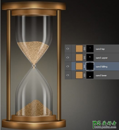 PhotoShop手绘一个金属质感沙漏失量图，漂亮的沙漏图片素材