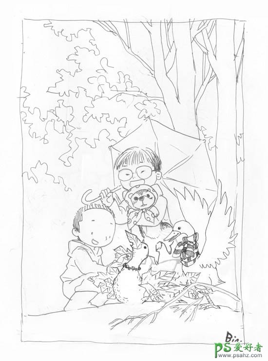 PS鼠绘教程：打造正在玩堆雪人的儿童插画，回忆快乐的童年时光