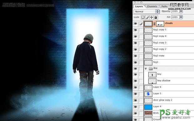 国外PS合成教程：创意合成走向光明的男孩效果