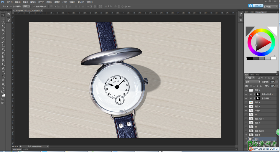 3ds MAX手绘逼真质感的劳力士手表效果图，劳力士手表模型图。